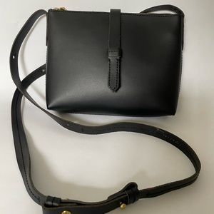 J. Crew Parker Leather Crossbody Purse Bag Black, Adjustable,  new